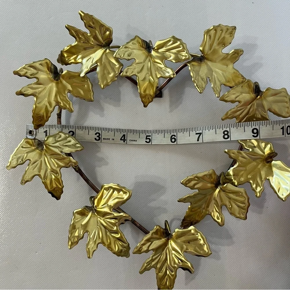 Vintage Brass Leaves Heart Wall Art Wreath